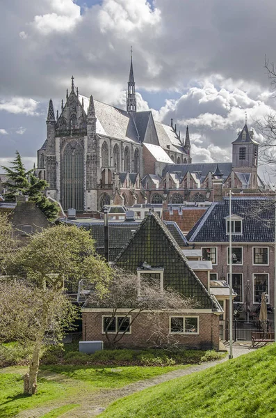Leiden Netherlands March 2019 View Historic Town Center Dominated Hooglandse — Stock Photo, Image