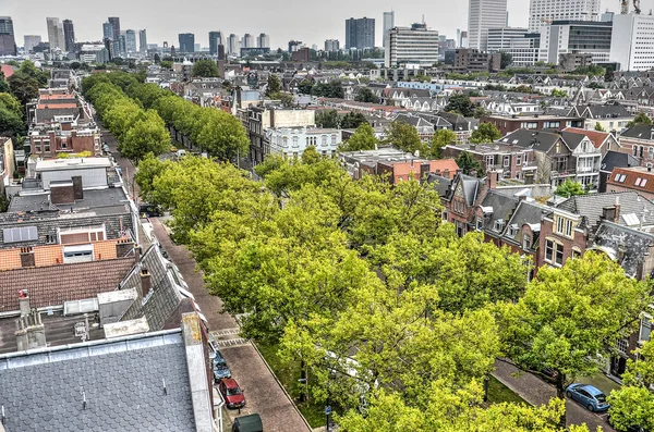Rotterdam Holandia Września 2015 Widok Lotu Ptaka Mathenesserlaan Szeroka Ulica — Zdjęcie stockowe