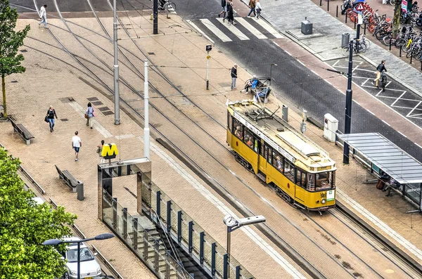 Rotterdam Nehterlands Junho 2019 Vista Aérea Histórica Carruagem Amarela Nas — Fotografia de Stock