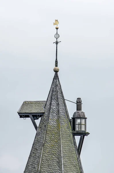 Elburg Nizozemsko Srpna 2019 Horní Část Břidlicově Pokryté Věže Vischpoort — Stock fotografie