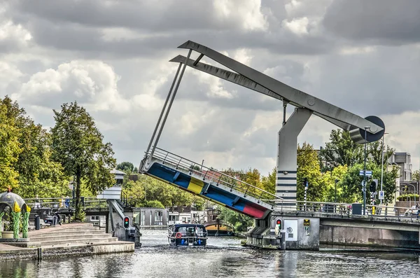 Haarlem Hollandia Szeptember 2019 Langebrug Long Bridge Egész Spaarne Folyó — Stock Fotó