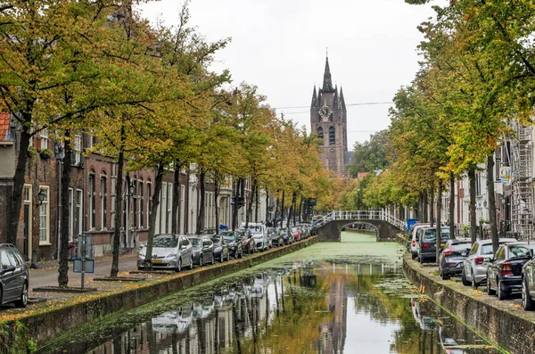 Delft Países Bajos Septiembre 2020 Vista Largo Del Canal Old — Foto de Stock