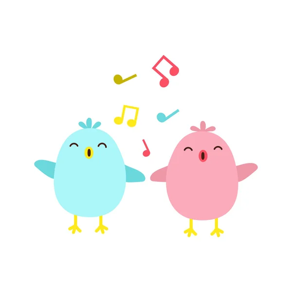 Vector Illustration Colorful Singing Birds — Stock Vector