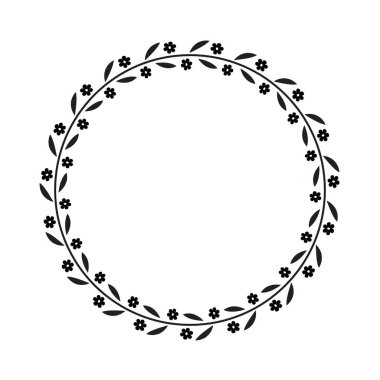 Vektör siyah çiçek çelenk. Tebrik, davetiye kartları tasarımı için çerçeve çiçek.
