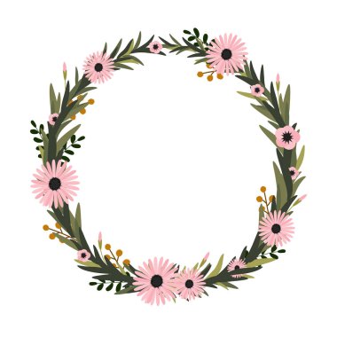 Vektör çiçek çelenk. Tebrik, kartlar tasarım düğün, davet için çerçeve çiçek.