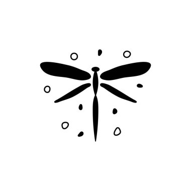 Siyah yusufçuk ve noktalar vektör çizimi. 