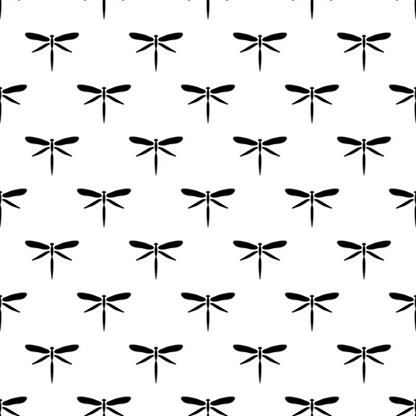 Vector seamless pattern of simple black dragonflies. — Stock Vector