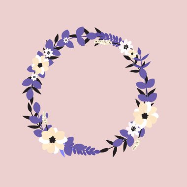 Vektör çiçek çelenk. Tebrik, kartlar tasarım düğün, davet için çerçeve çiçek.
