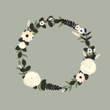 Vektör çiçek çelenk. Tebrik, kartlar tasarım düğün, davet için çerçeve çiçek.