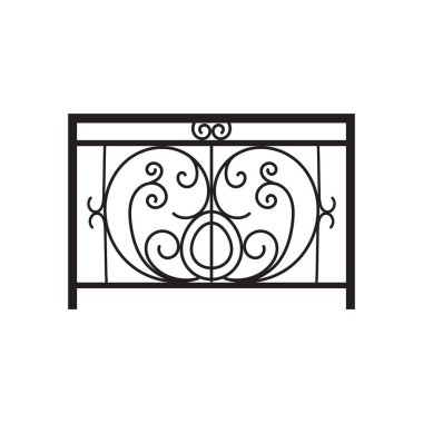 Vector illustration of wrought iron balcony fence.  clipart