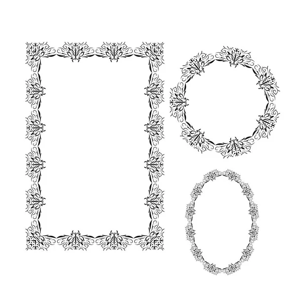 Vektor Set Von Dekorativen Rahmen Für Gruß Einladungs Hochzeitskarten Design — Stockvektor