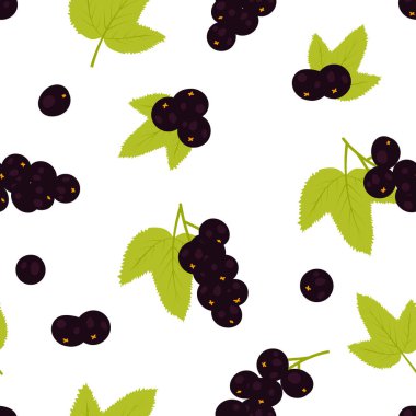 Siyah frenk üzümü seamless modeli. Vektör çizim.
