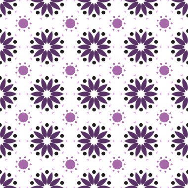 Vektör kesintisiz geometrik çiçek desenli. Soyut çiçek deseni.