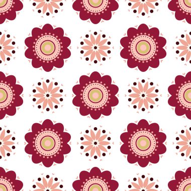 Vektör kesintisiz geometrik çiçek desenli. Soyut çiçek deseni.