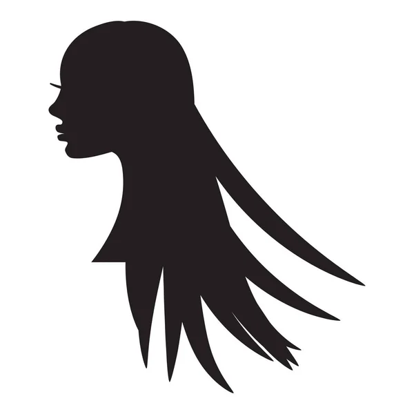Εικονογράφηση Διάνυσμα Κορίτσι Σιλουέτα Μακριά Μαλλιά — Διανυσματικό Αρχείο
