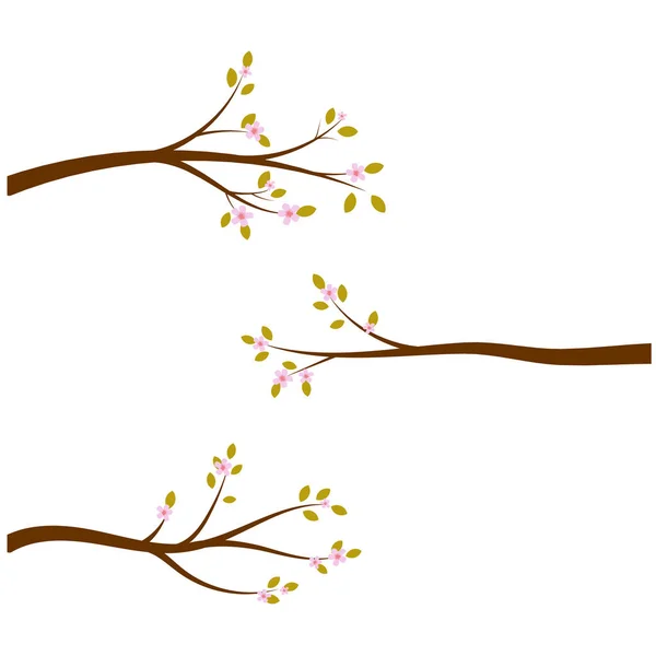 Векторний Набір Гілок Квітучого Дерева Векторні Ілюстрації — стоковий вектор