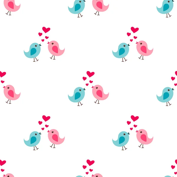 爱情中鸟类的无缝模式 — 图库矢量图片