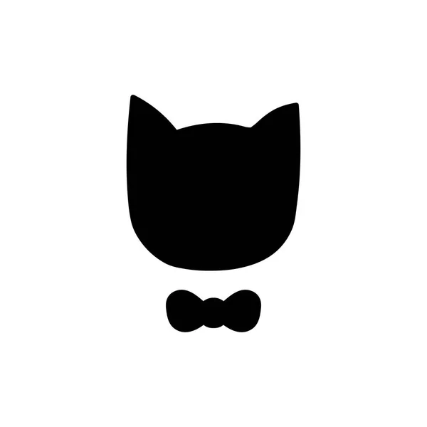 Vector Silhouette Cat Face Bow — Stock Vector