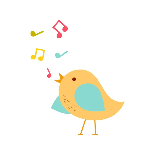 Ilustração Vetorial Pássaro Cantando Colorido Bonito — Vetor de Stock