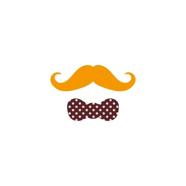 Vector Illustration Blonde Mustache Polka Dot Bow Tie — Stock Vector