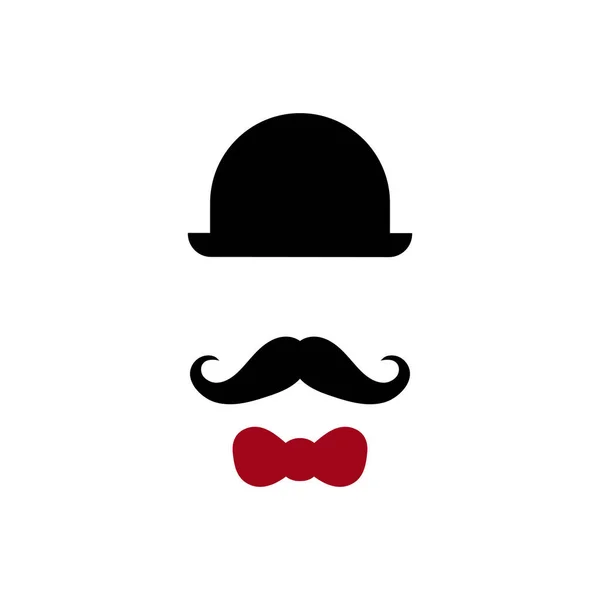 Silhouette Vectorielle Chapeau Moustache Noeud Papillon — Image vectorielle