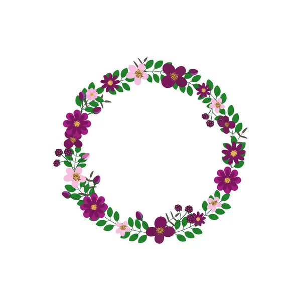 Vektorblumenkranz Blumenrahmen Für Gruß Einladungs Hochzeitskarten Design — Stockvektor