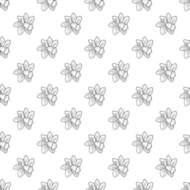 Vektör sorunsuz nergis tek renkli desen. Çiçek desenli.