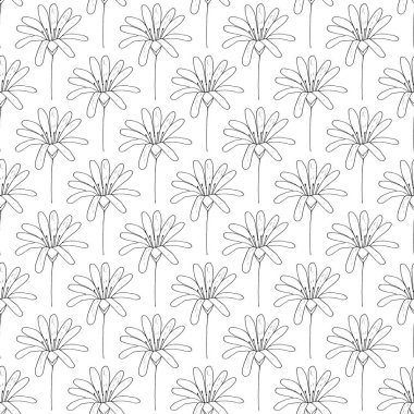Vektör sorunsuz çiçek tek renkli desen. Çiçek desenli.