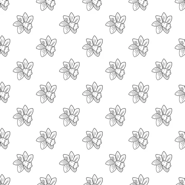 Vektor Nahtlosen Narziss Monochromen Muster Blütenmuster — Stockvektor