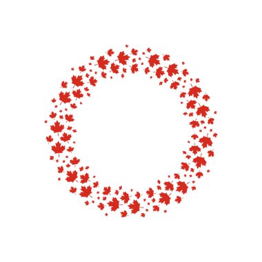 Kırmızı akçaağaç çelenk Kanada gün tasarım için bırakır. Vektör çizim.