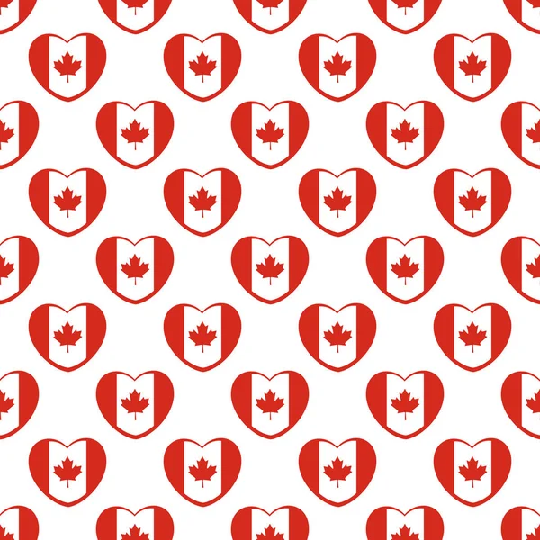 Naadloze Patroon Vector Voor Hart Vormige Canada Vlag — Stockvector