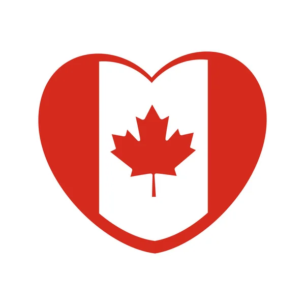 Szív Alakú Kanada Zászló Kanada Zászló Art Vektoros Illusztráció — Stock Vector