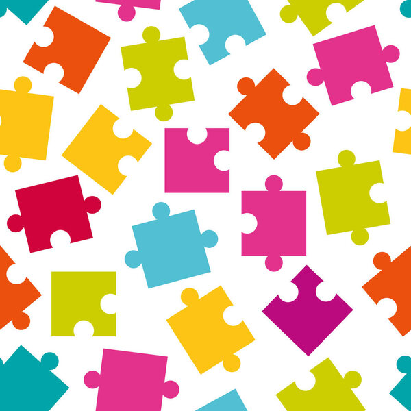 Vector seamless pattern of colorful jigsaw puzzle pieces.