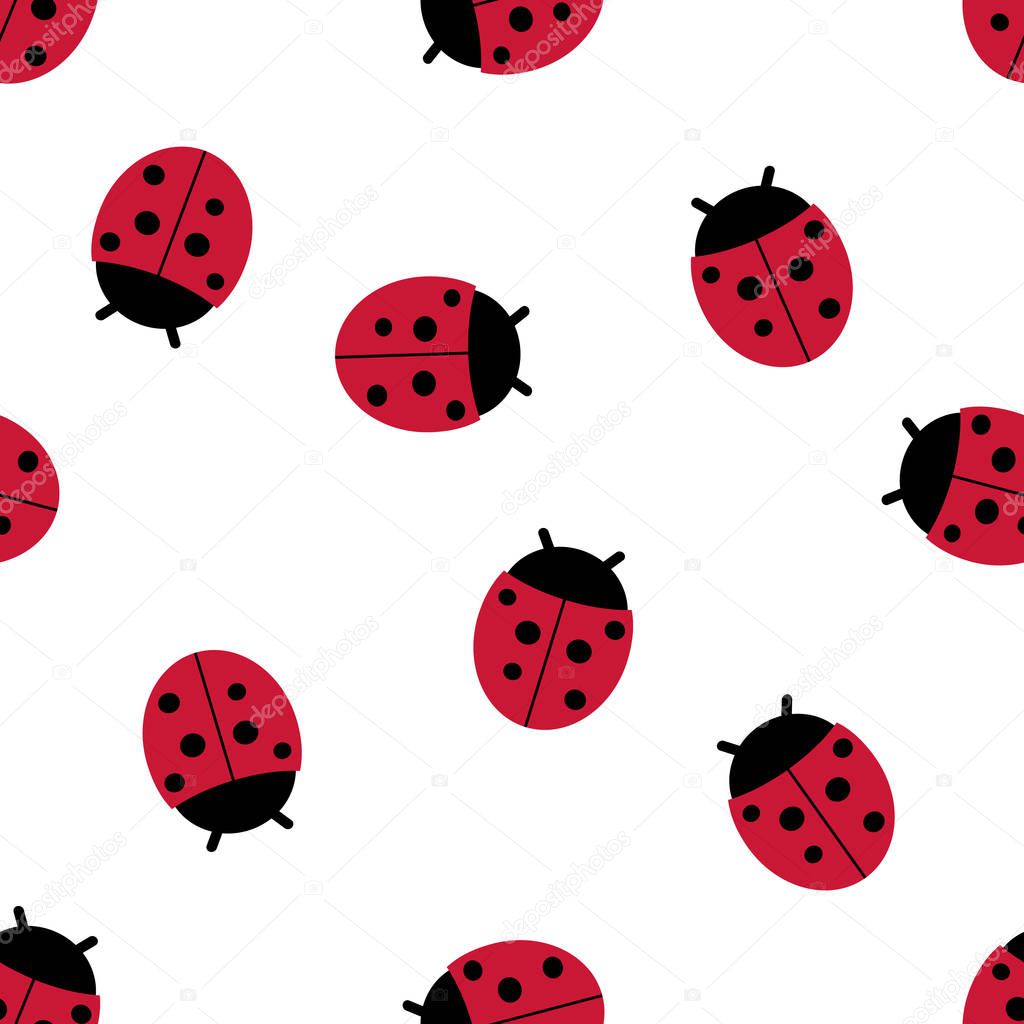 Vector seamless pattern of ladybugs. Seamless pattern.