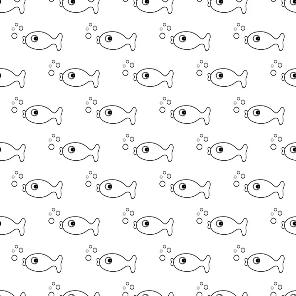 Векторный Бесшовный Рисунок Контуров Рыб — стоковый вектор