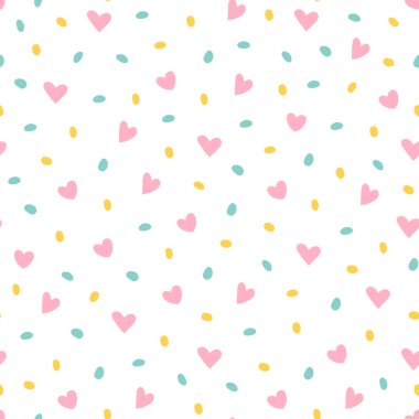 Vektör seamless modeli kalpleri ve nokta. Seamless modeli.