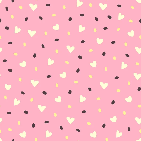 Vector Seamless Pattern Hearts Dots Seamless Pattern — Stock Vector