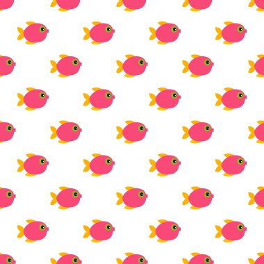 Vektör Dikişsiz desen çizgi film renkli balıklar.
