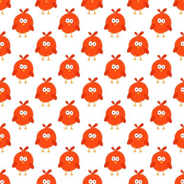 Sevimli çizgi kuş vektör seamless modeli.