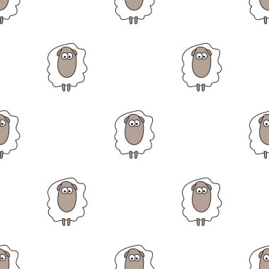 Vektör Dikişsiz desen çizgi film koyun. Seamless modeli.