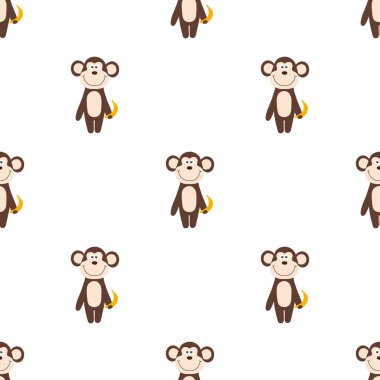 Vektör seamless modeli karikatür maymun muz ile