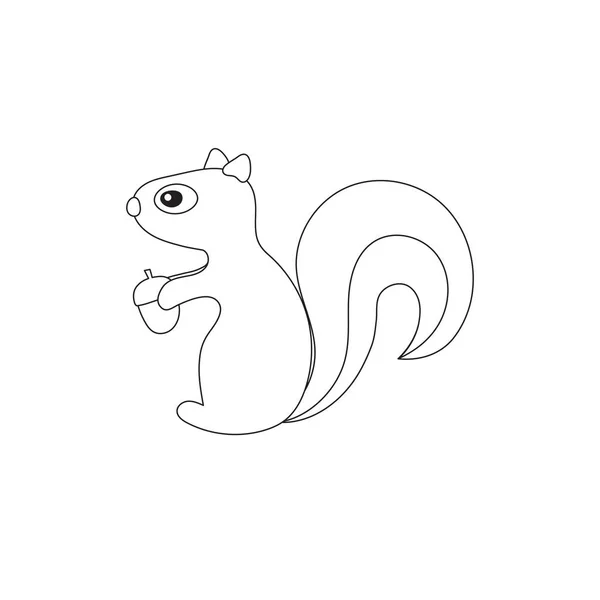Vector Illustration Outline Squirrel Acorn — Stock Vector