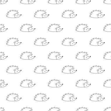 Vektör anahat kirpi seamless modeli. Seamless modeli.