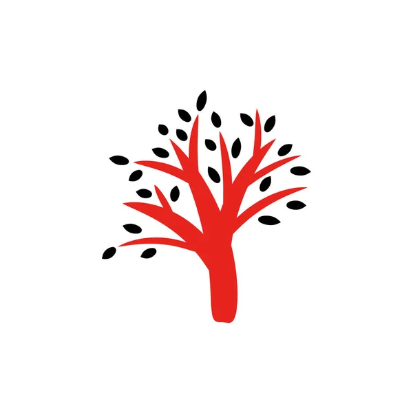 Векторна Ілюстрація Червоного Дерева Чорним Листям — стоковий вектор