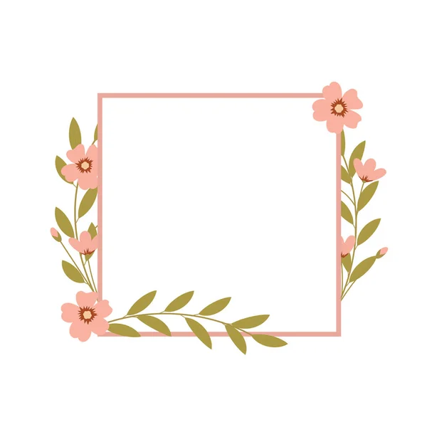 Cadre Rectangle Vectoriel Avec Fleurs Cadre Floral — Image vectorielle