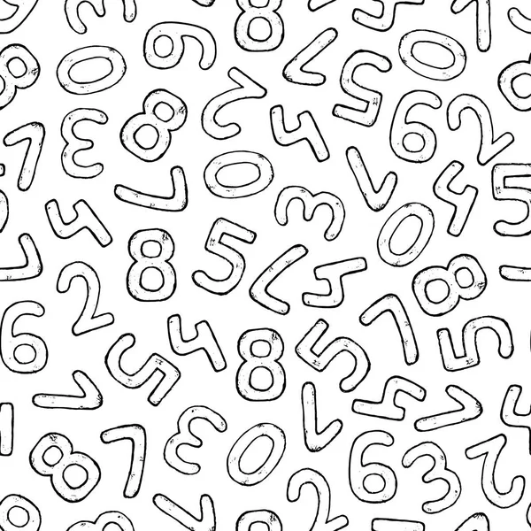 Vector Seamless Pattern Hand Drawn Numbers Hand Drawn Vector Background — Stock Vector