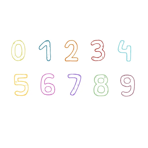 Vector Hand Drawn Colorful Numbers Vector Doodle Numbers — Stock Vector