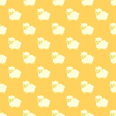 Vektör seamless modeli karikatür sarı koyun. Seamless modeli.