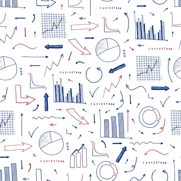 Vektor nahtlose Muster von verschiedenen handgezeichneten Infografik ele — Stockvektor