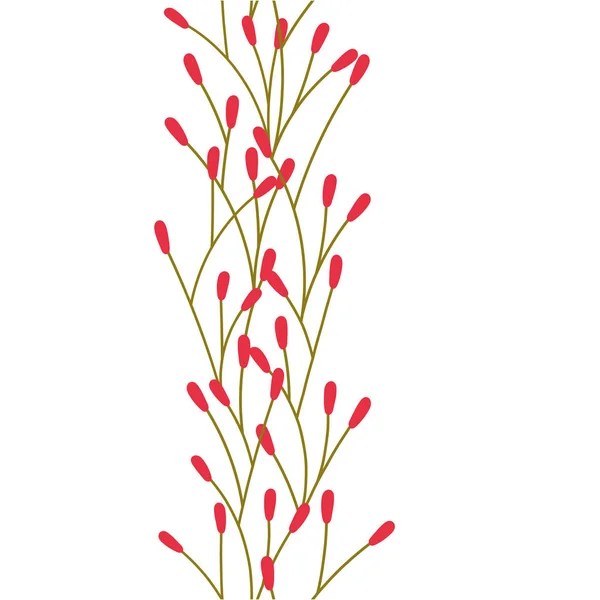 Floraler Nahtloser Pinsel Blumenkranz Vektor Blume Linie Grenze — Stockvektor